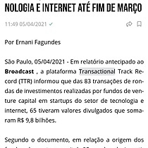 Fundos de venture capital aportaram R$ 9,8 bilhes no setor de tecnologia e internet at fim de maro